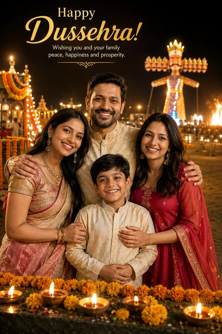 Dussehra Family Celebration: AI Dussehra photo effect