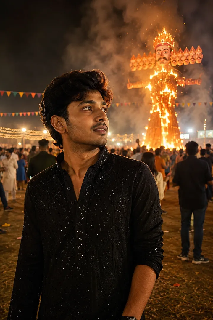 Ravana Dahan Night: AI Dussehra photo effect example 2