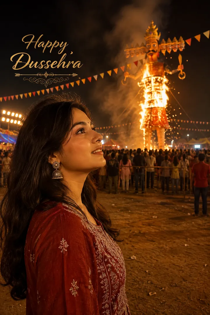 Ravana Dahan Night: AI Dussehra photo effect