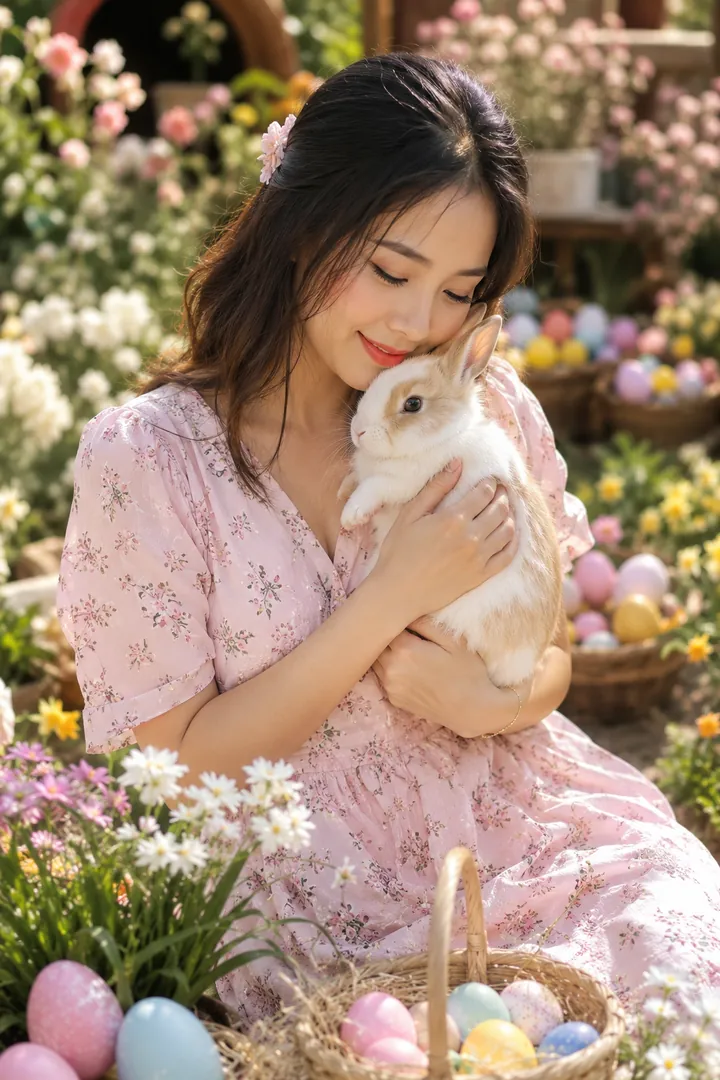 Bunny & Child: AI Easter photo effect example 2