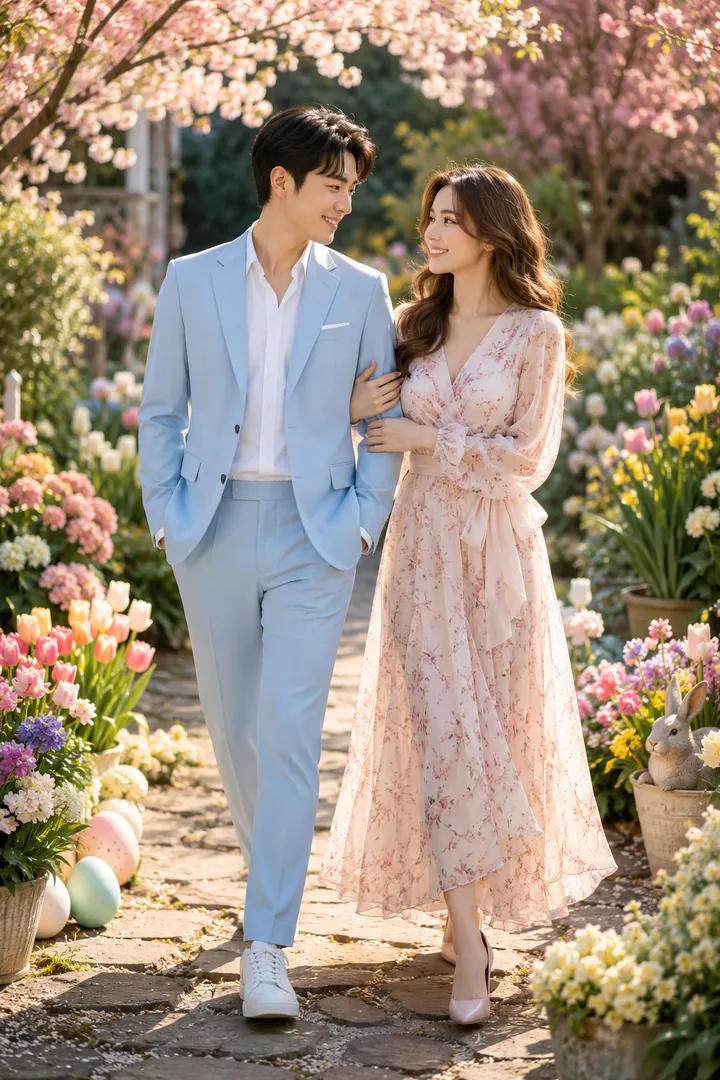 Easter Couple Portrait: AI Easter photo effect example 2