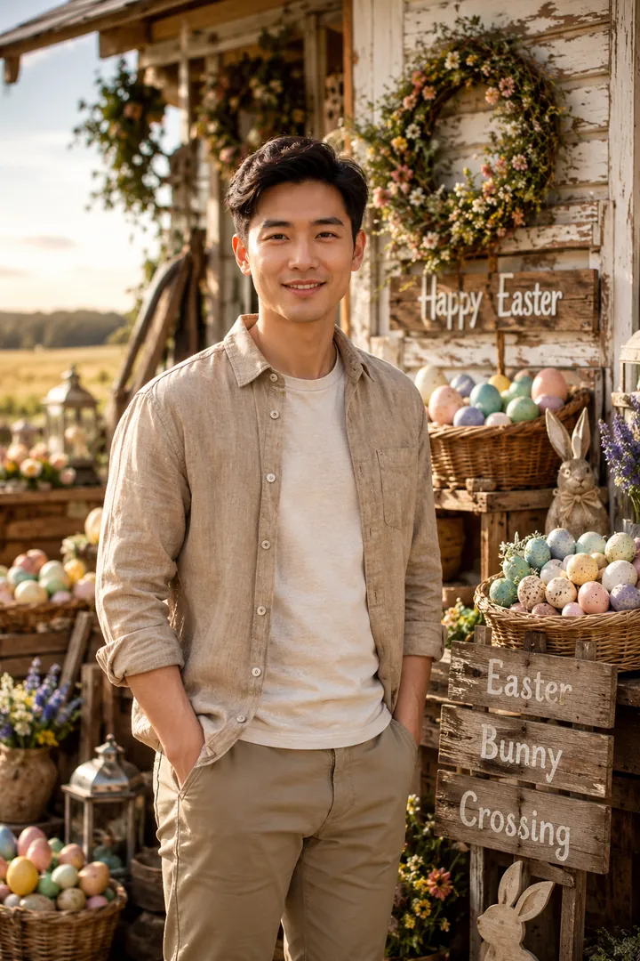Country Easter Farmhouse: AI Easter photo effect