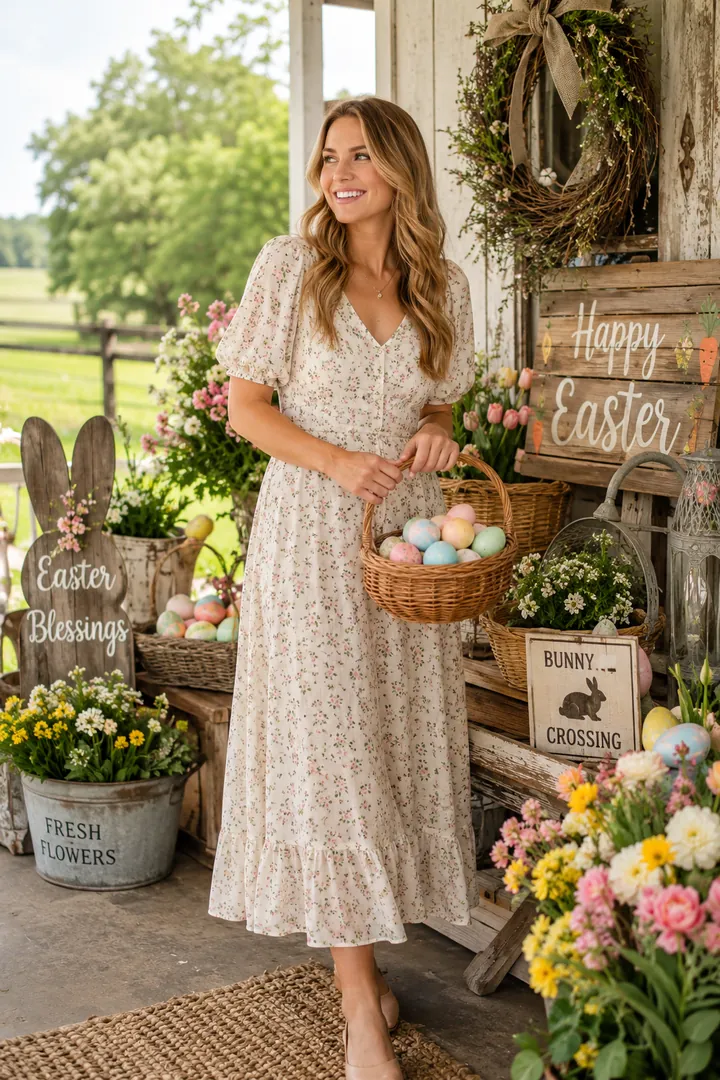 Country Easter Farmhouse: AI Easter photo effect example 2