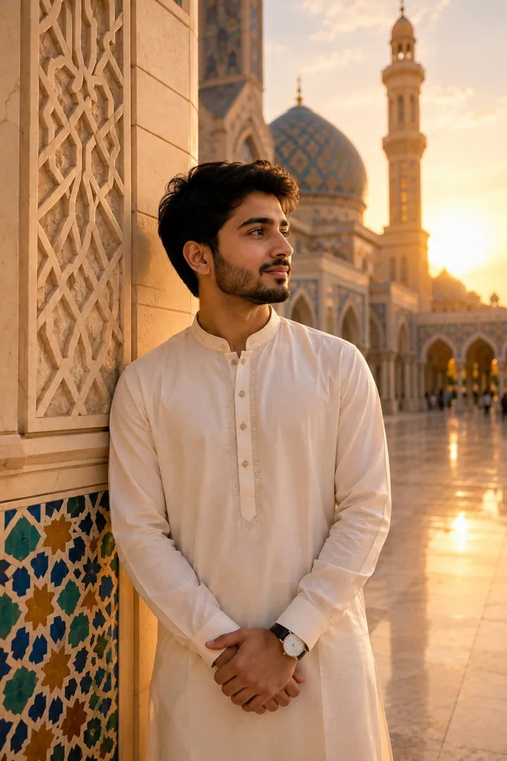 Mosque Golden Hour: AI Eid-ul-Fitr photo effect example 2