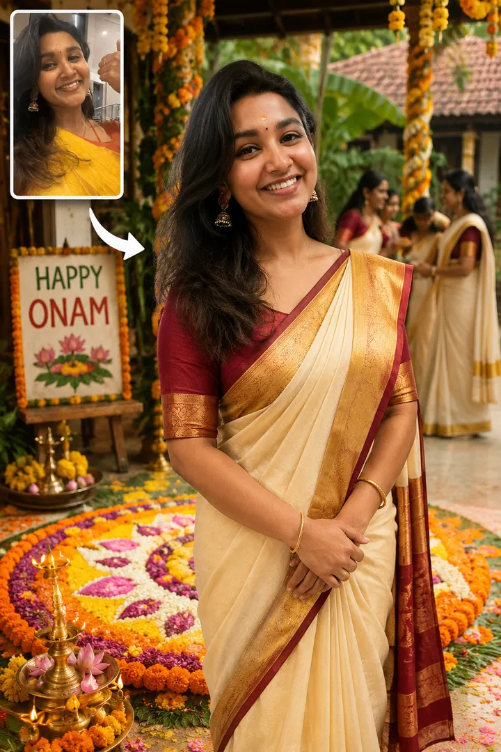Grand Pookalam Celebration: AI Festival Collection photo effect example 2