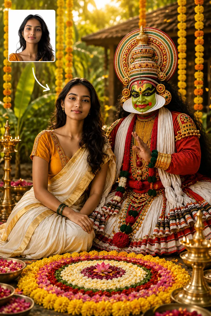 Kathakali Onam Celebration: AI Festival Collection photo effect