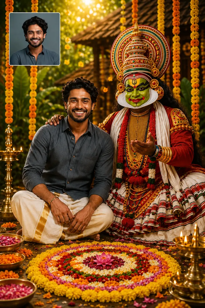 Kathakali Onam Celebration: AI Festival Collection photo effect example 2