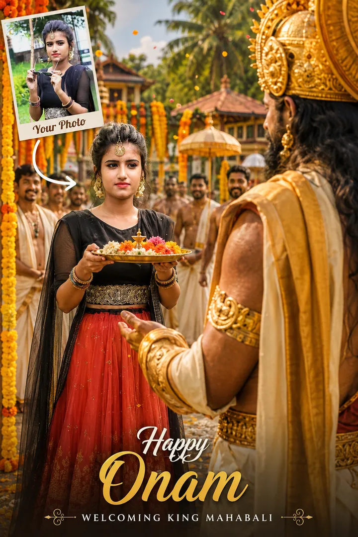 King Mahabali's Welcome: AI Festival Collection photo effect