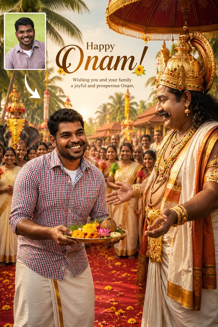 King Mahabali's Welcome: AI Festival Collection photo effect example 2