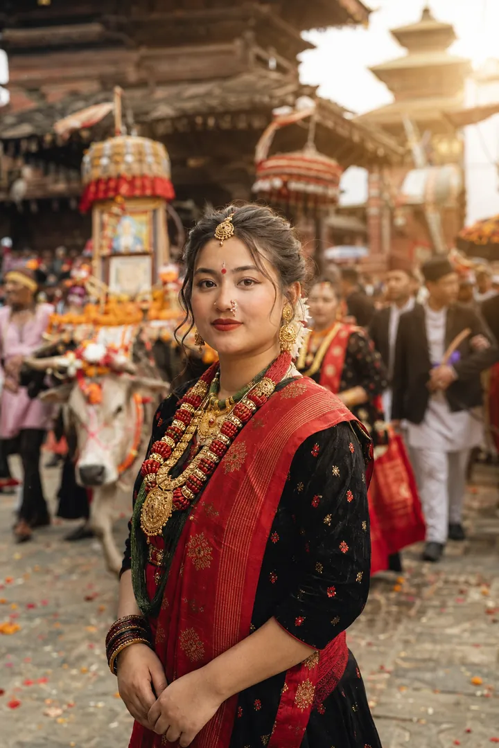 Heritage Portrait: AI Gai Jatra photo effect example 2