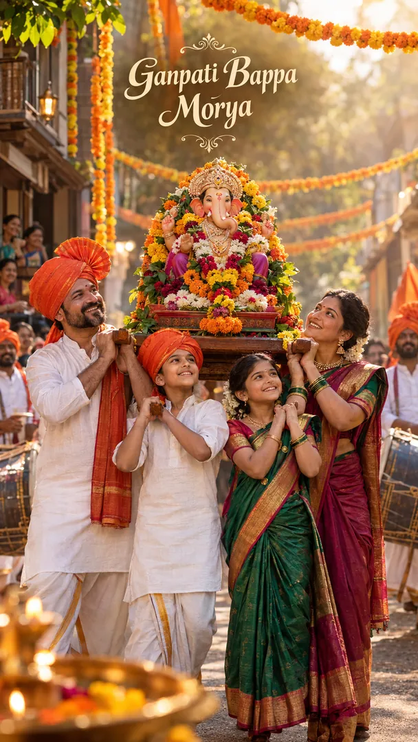 Bappa's Welcome: AI Ganesh Chaturthi photo effect