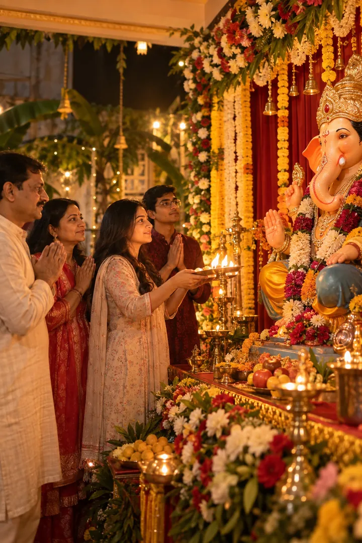 Family Aarti: AI Ganesh Chaturthi photo effect