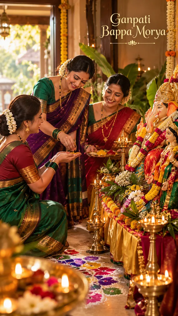 Gauri Ganpati Haldi-Kunku: AI Ganesh Chaturthi photo effect