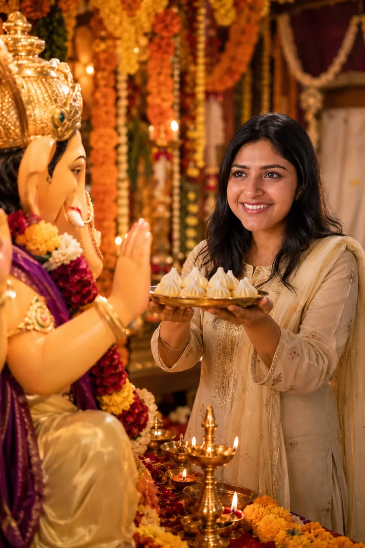 Modak Offering Devotee: AI Ganesh Chaturthi photo effect example 2