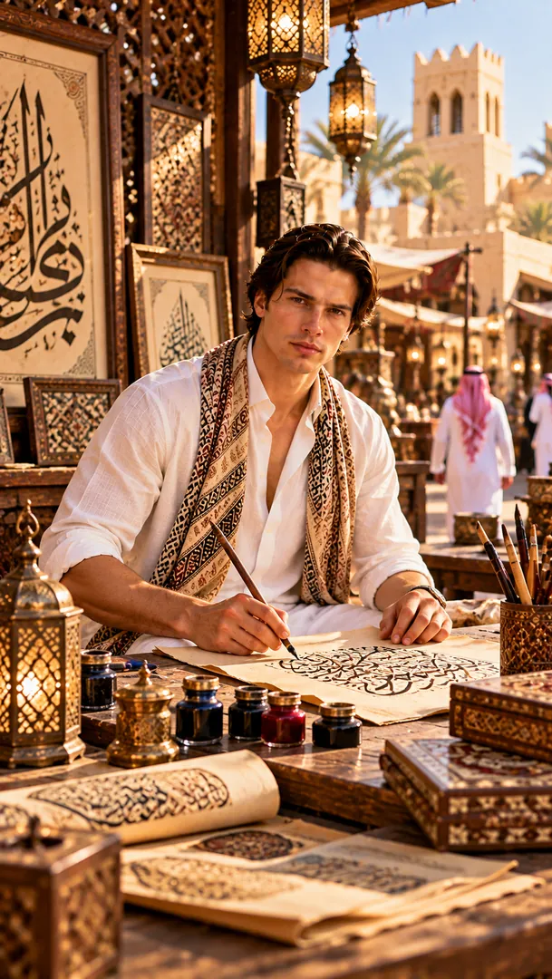 Arabian Calligraphy Portrait: AI Gulf Festivals & Traditions photo effect example 2