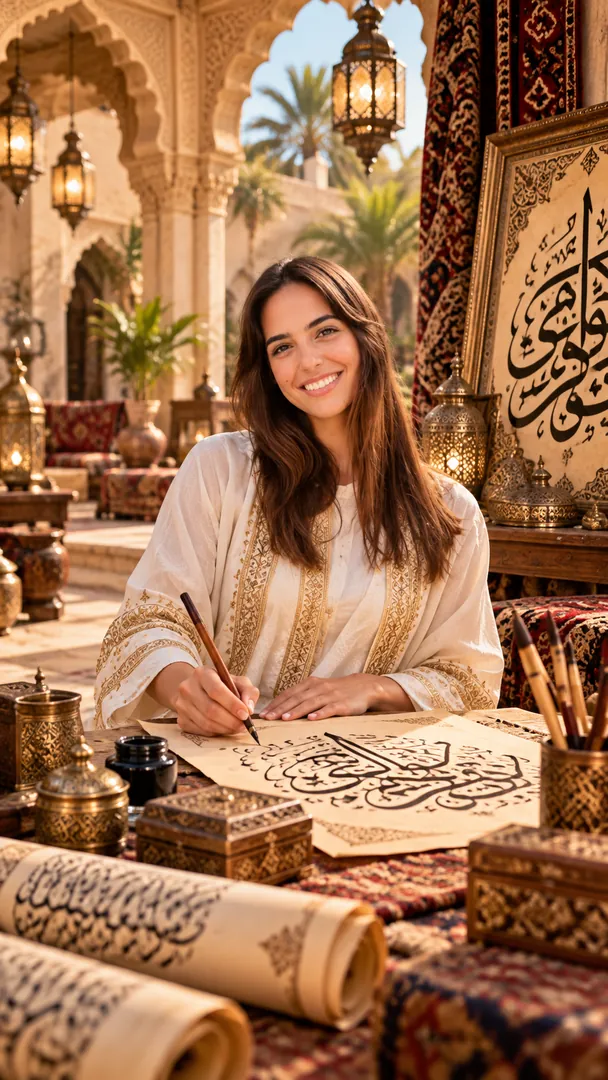 Arabian Calligraphy Portrait: AI Gulf Festivals & Traditions photo effect