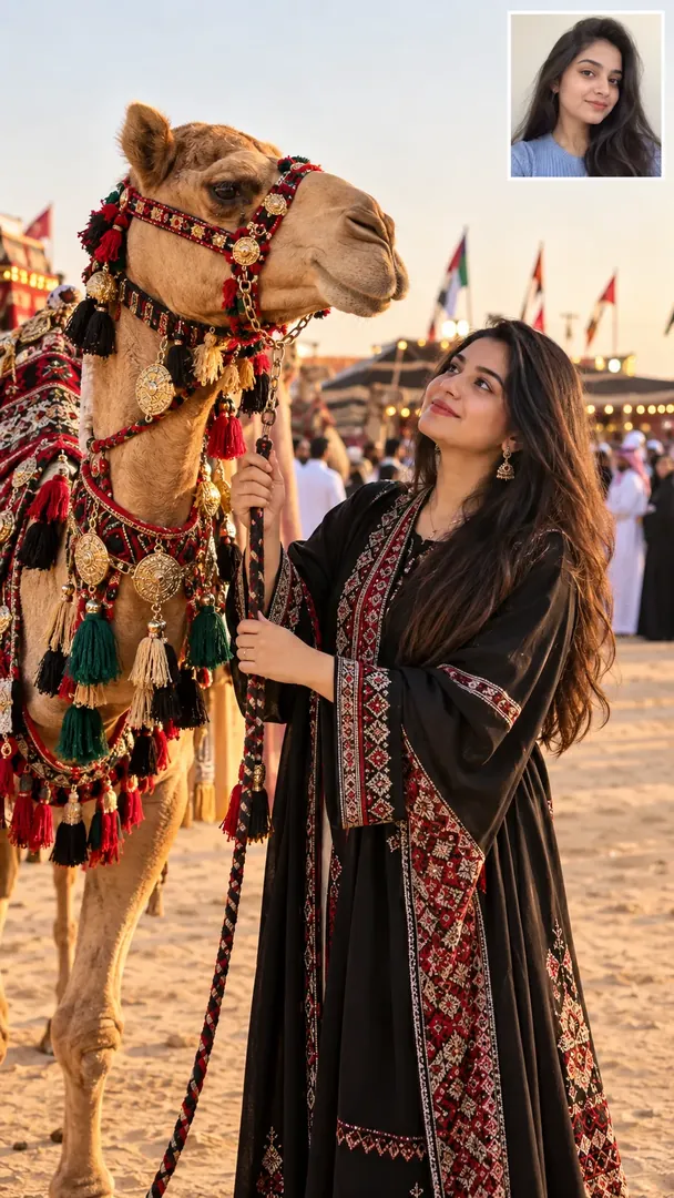 Camel Beauty Festival: AI Gulf Festivals & Traditions photo effect example 2