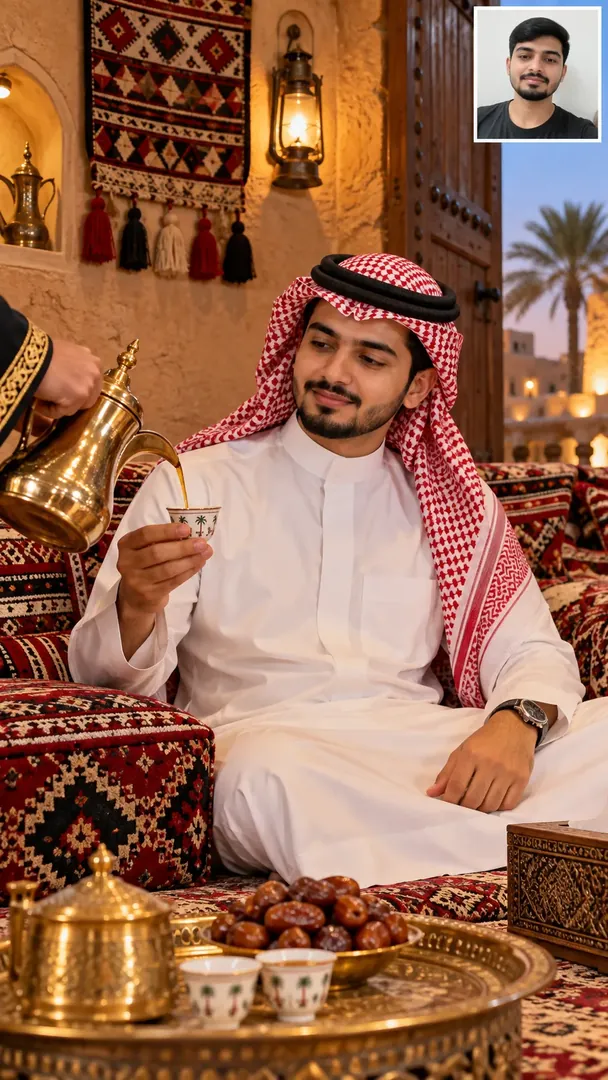 Majlis & Arabic Coffee: AI Gulf Festivals & Traditions photo effect example 2