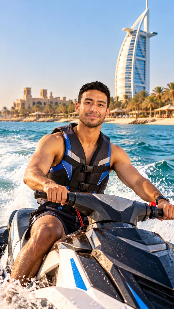 Jet Ski Arabian Coast: AI Gulf Modern Lifestyle photo effect