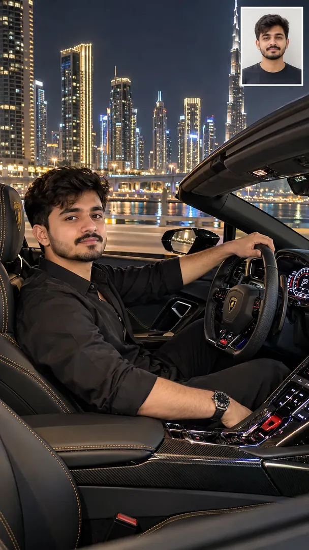 Supercar POV: AI Gulf Modern Lifestyle photo effect example 2