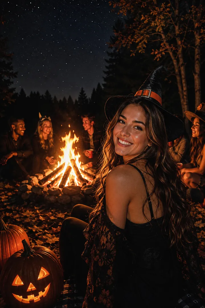 Bonfire Party: AI Halloween photo effect example 2