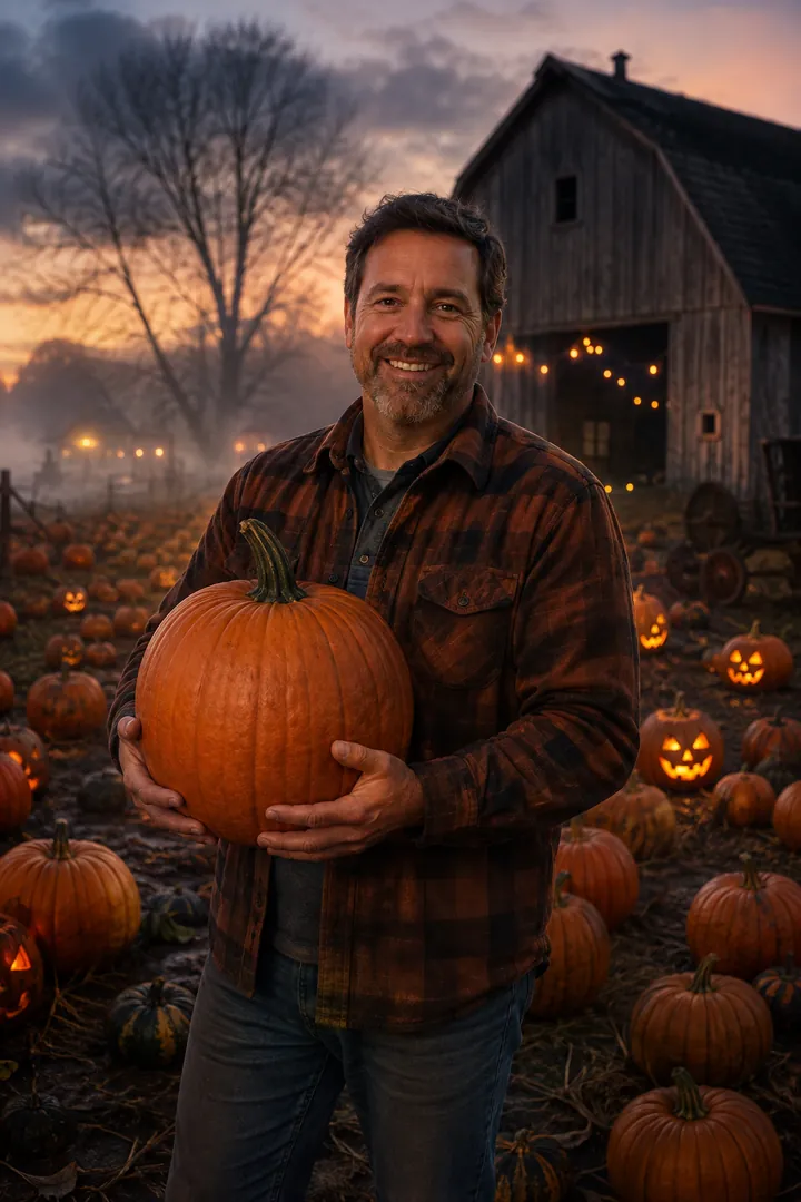 Haunted Pumpkin Farm: AI Halloween photo effect example 2
