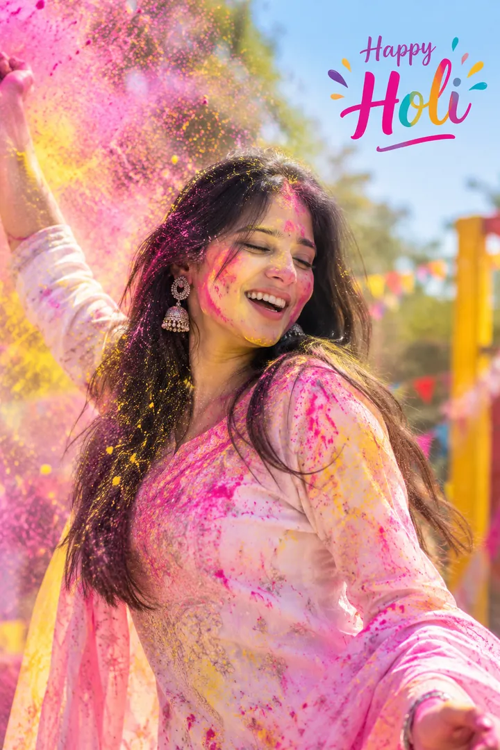 Colour Burst Portrait: AI Holi photo effect example 2