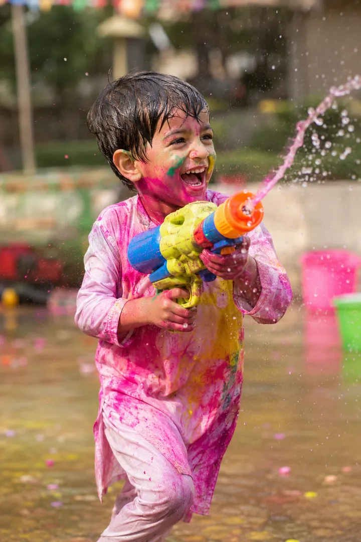Kids Water Fight: AI Holi photo effect example 2
