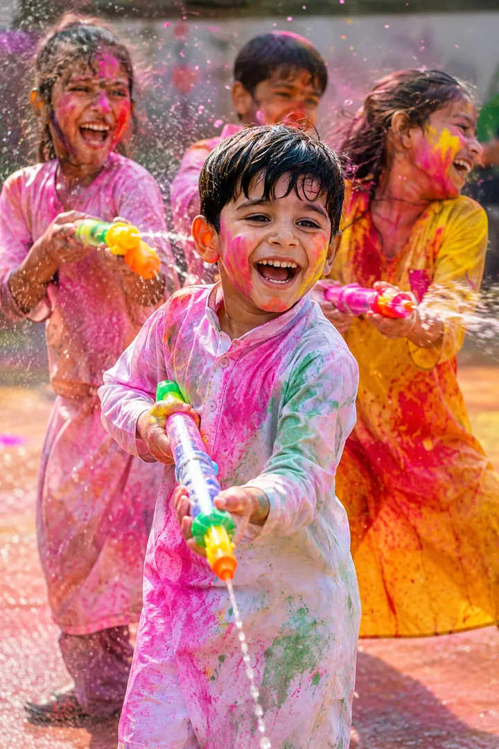 Kids Water Fight: AI Holi photo effect