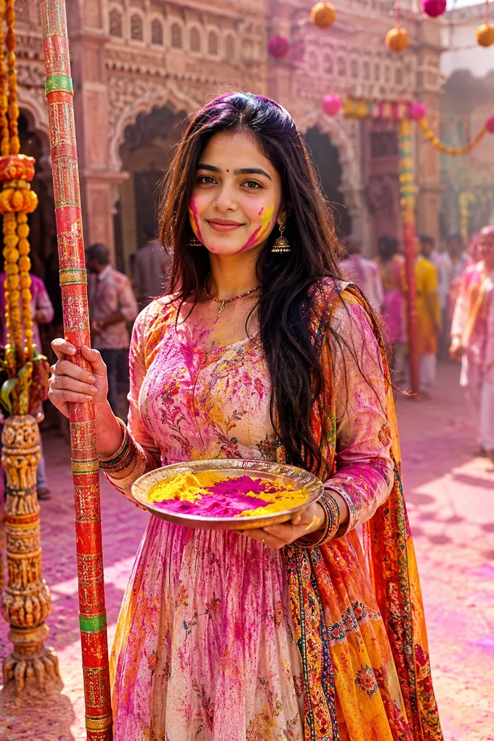 Lathmar Traditional: AI Holi photo effect example 2