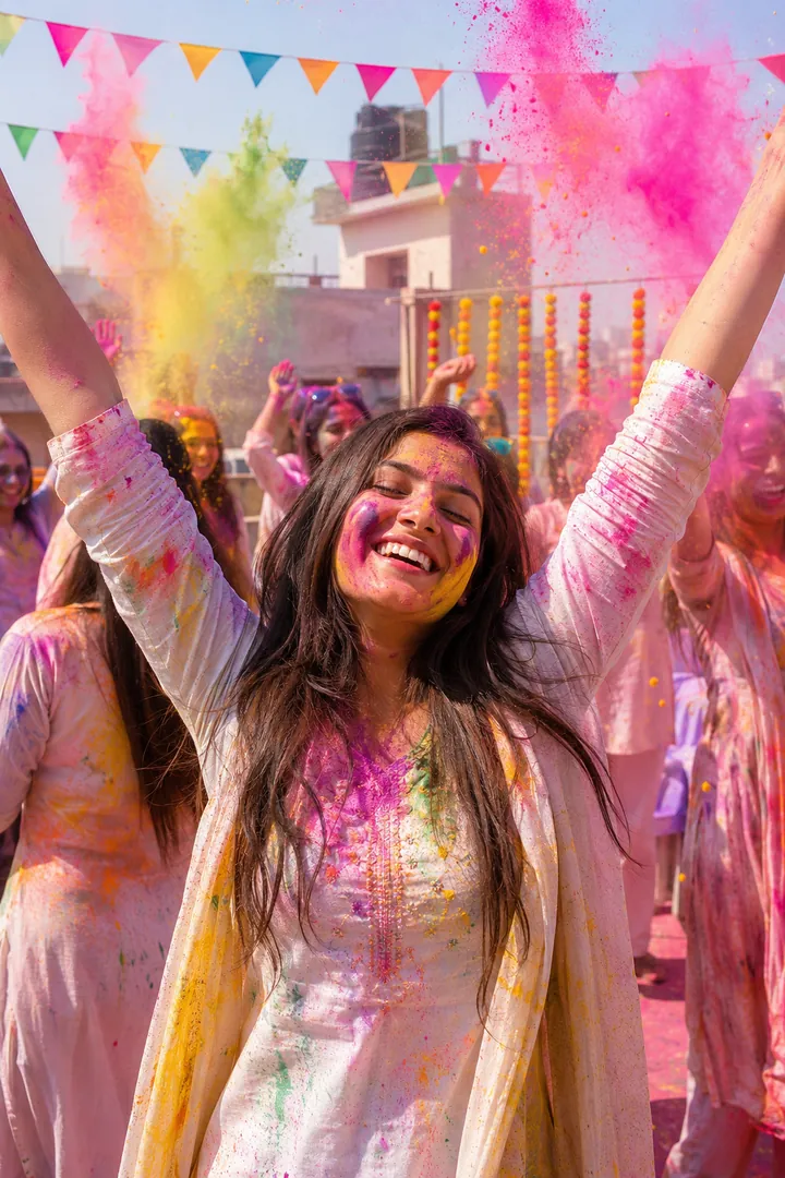 Rooftop Holi Party: AI Holi photo effect