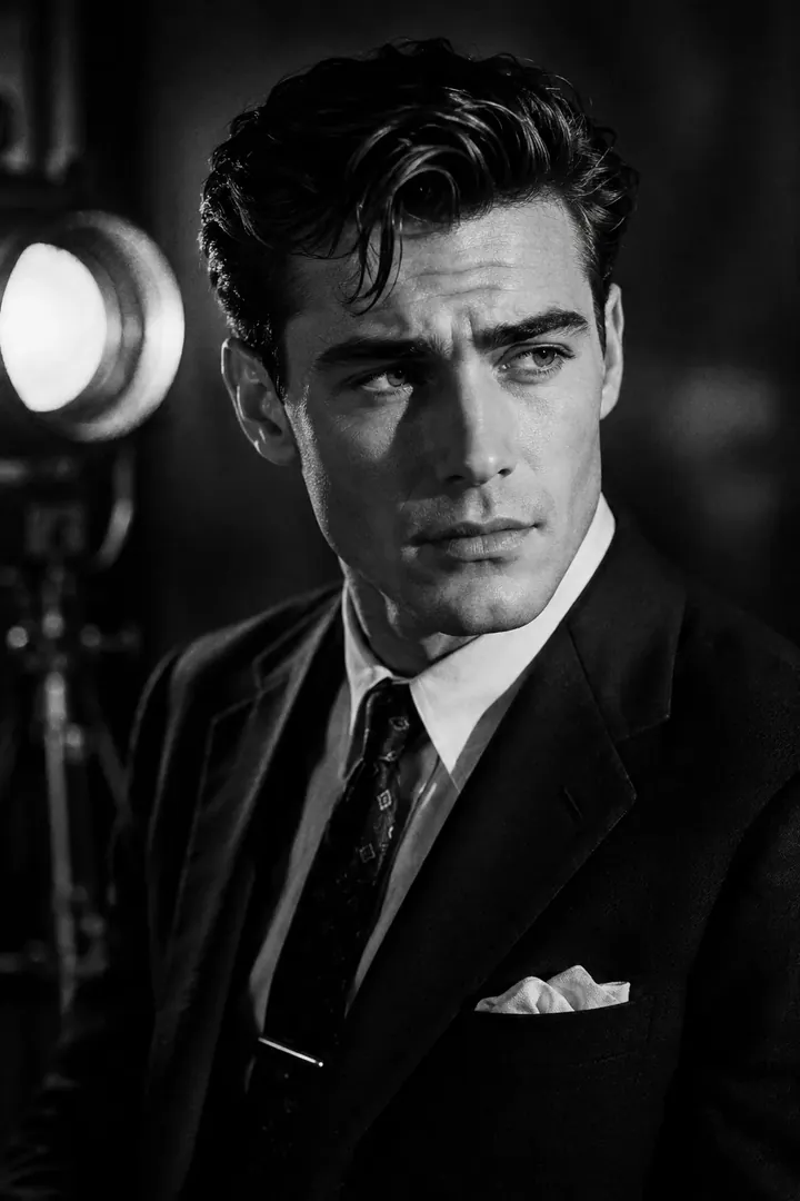 Black-and-White Cinema: AI Hollywood & Fashion photo effect example 2