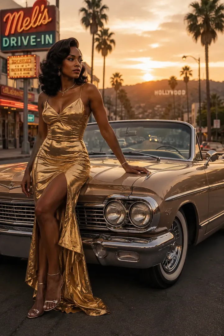 Classic Hollywood Convertible: AI Hollywood & Fashion photo effect