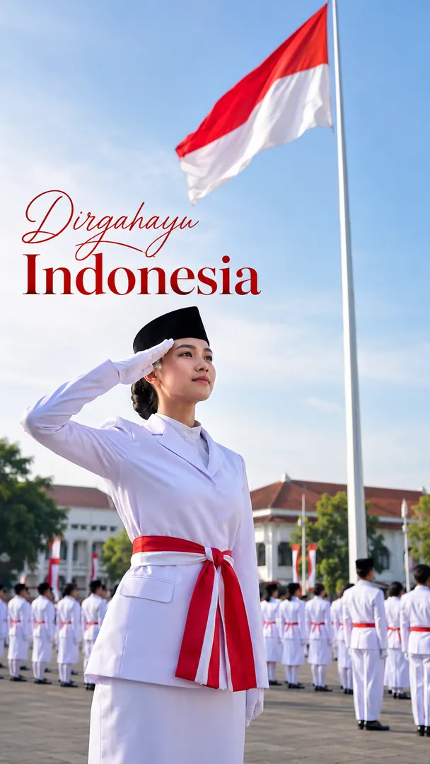 Flag Raising Ceremony: AI Indonesia Independence Day photo effect