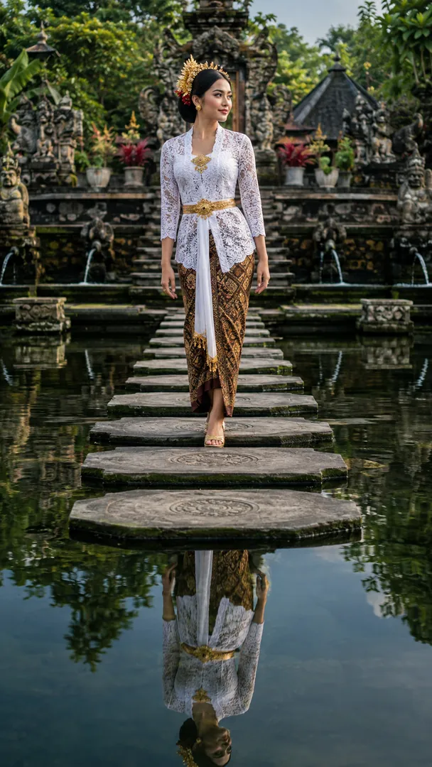 Royal Water Garden: AI Indonesian Heritage & Royalty photo effect