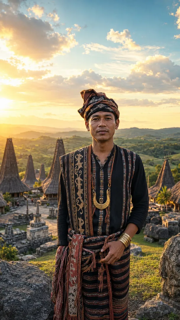 Sumba Ancestral Village: AI Indonesian Heritage & Royalty photo effect
