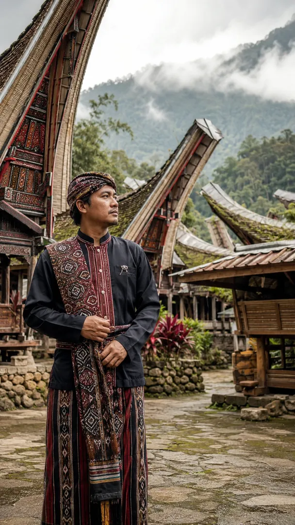 Toraja Ancestral Village: AI Indonesian Heritage & Royalty photo effect