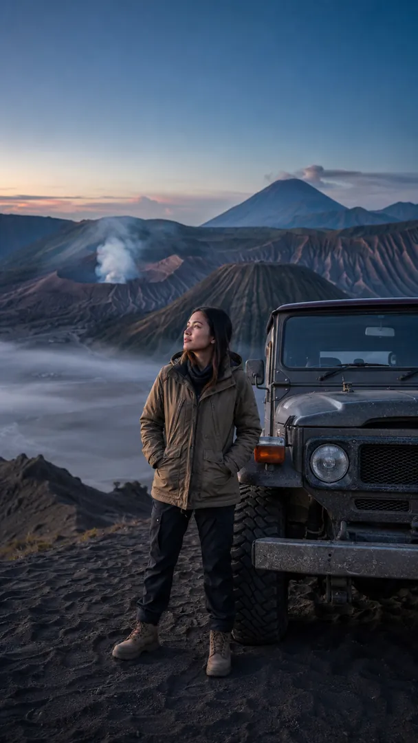 Bromo Sunrise Adventure: AI Indonesian Destinations photo effect