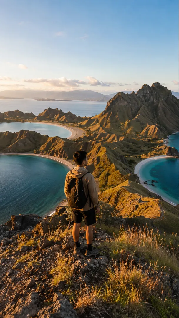 Padar Island Hike: AI Indonesian Destinations photo effect
