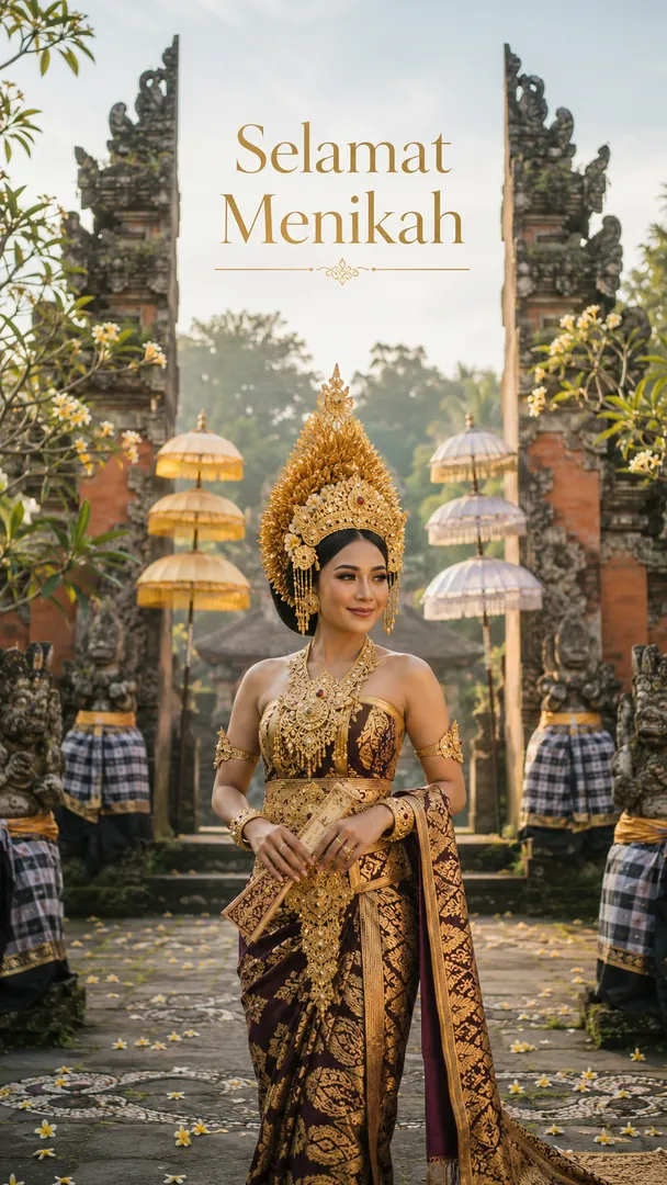 Balinese Temple Wedding: AI Indonesian Weddings photo effect
