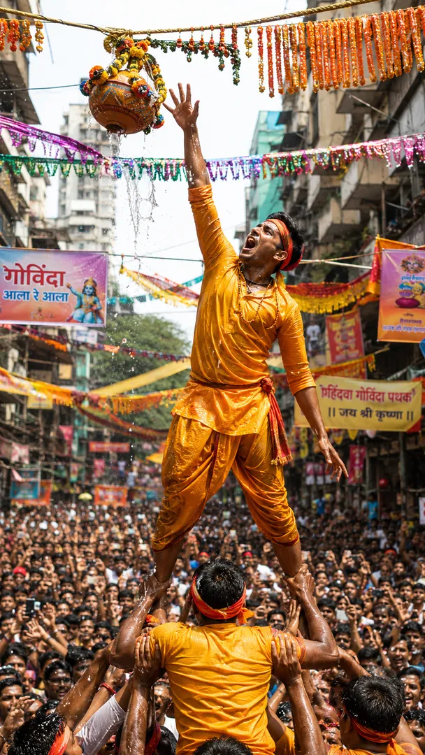 Dahi Handi Pyramid: AI Krishna Janmashtami photo effect