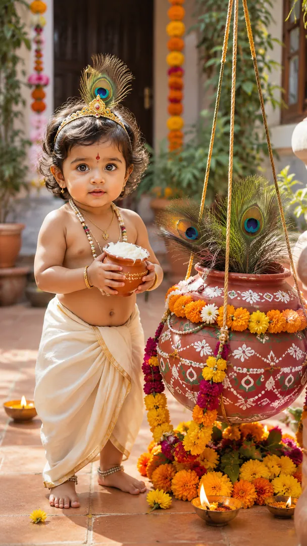 Little Krishna Portrait: AI Krishna Janmashtami photo effect