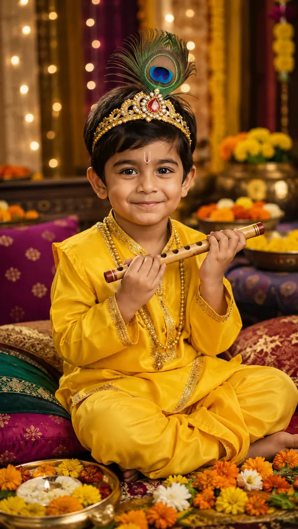Little Krishna Portrait: AI Krishna Janmashtami photo effect example 2