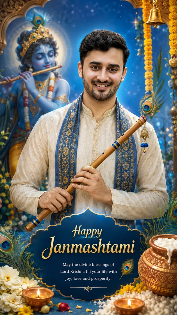 Krishna Janmashtami Wish: AI Krishna Janmashtami photo effect example 2