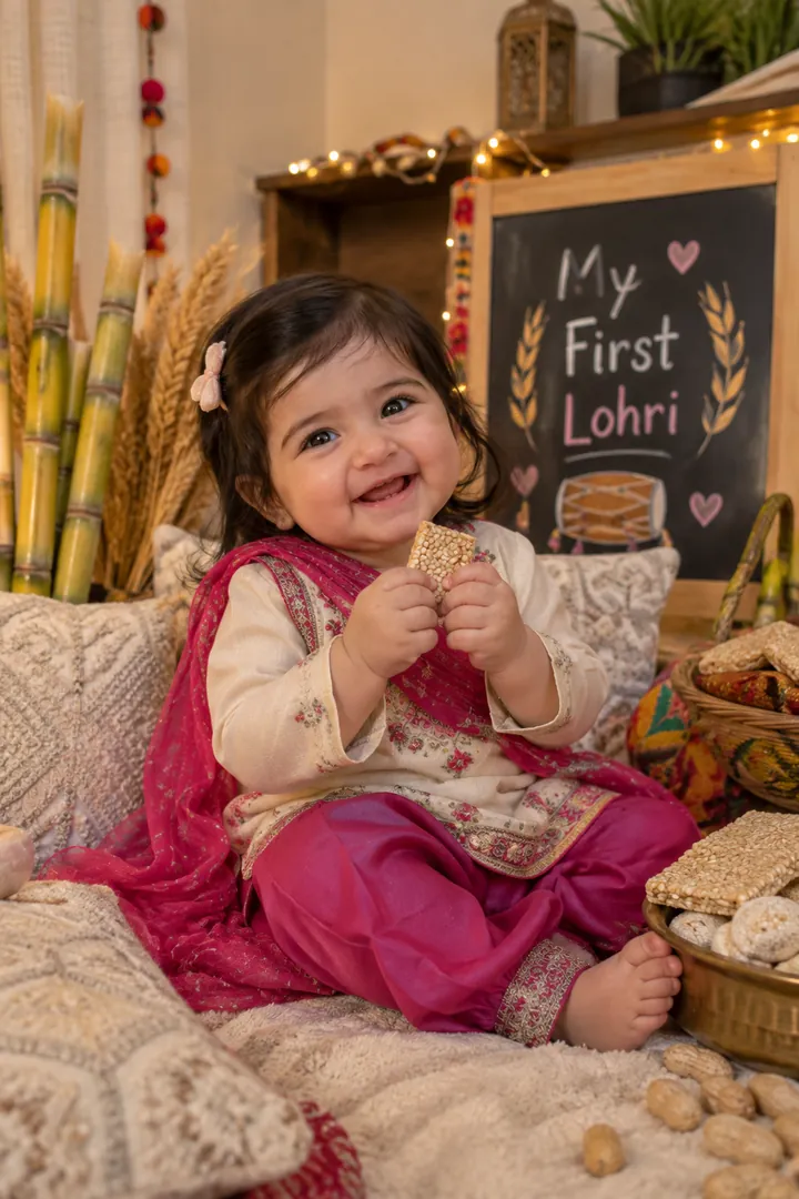 First Lohri Baby: AI Lohri photo effect example 2