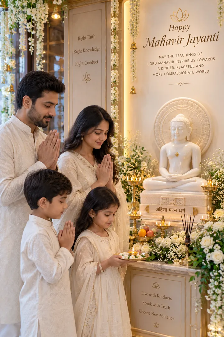 Mahavir Jayanti Family Puja: AI Mahavir Jayanti photo effect example 2