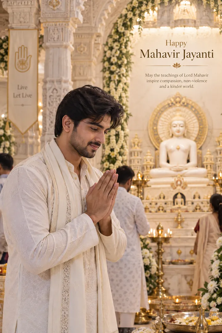 Jain Temple Portrait: AI Mahavir Jayanti photo effect example 2