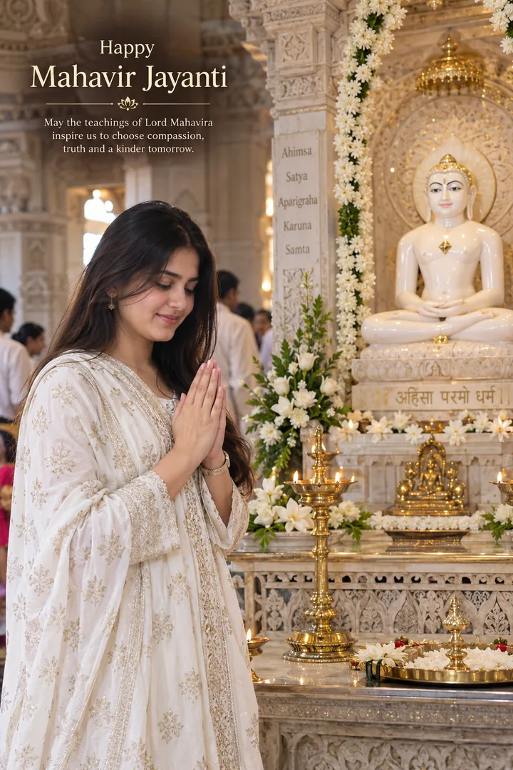 Jain Temple Portrait: AI Mahavir Jayanti photo effect