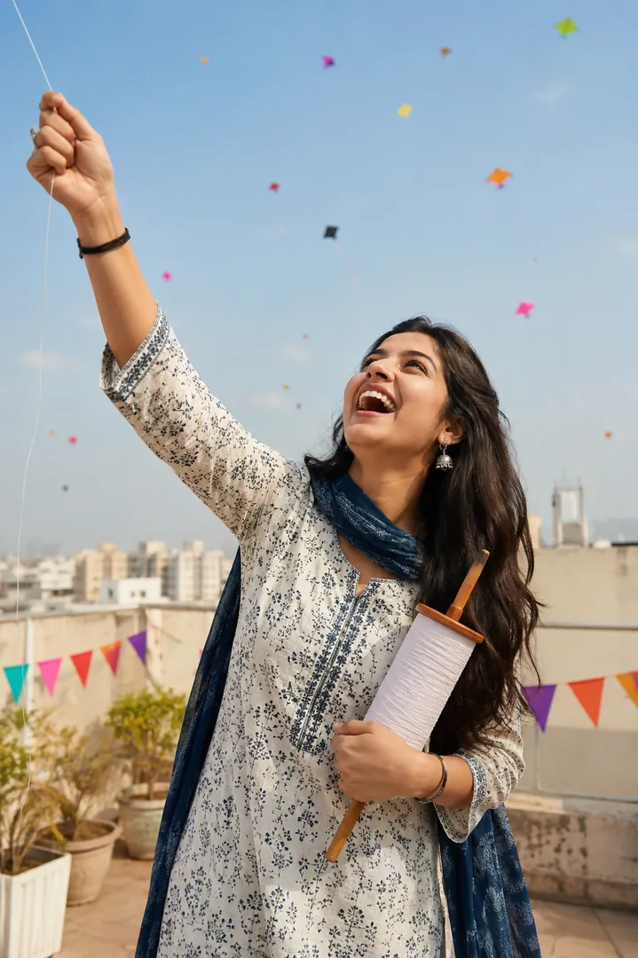 Kite Rooftop: AI Makar Sankranti photo effect example 3
