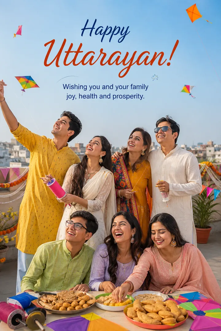 Family Uttarayan Celebration: AI Makar Sankranti photo effect